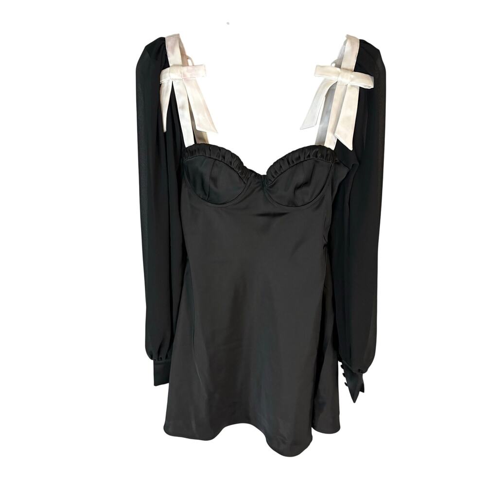 Majorelle Baylee Mini Dress Bow Long Sleeve Party Cocktail Coquette Whimsigoth S - Picture 4 of 12